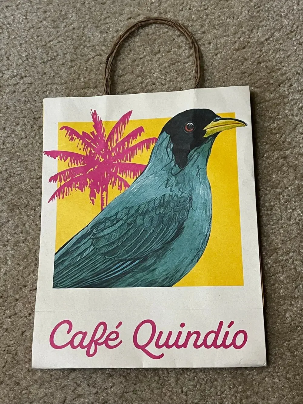 Cafe Quindio Colombian Coffee gift paper bag recycled materials Honeycreeper